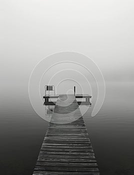 Single Chair on Dock in Lake