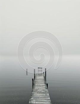 Single Chair on Dock in Lake