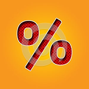 Single Character % percentage Sign Font in Orange and Yellow color Alphabet