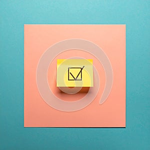 Task Completed Checkmark on a Sticky Note