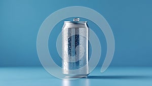 Chilled Aluminum Soda Can on Pure White Background photo