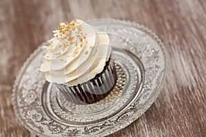 Single Chocolate Cupcake With White Vanilla Frosting