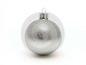 Single Christmas tree silver ball isolate on white background.