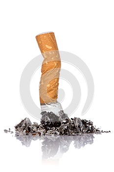 Single cigarette with ash