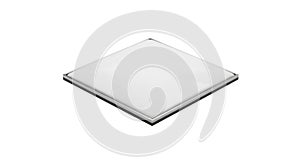 A single clean white square object on a white background