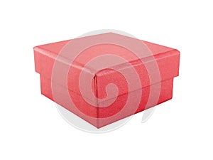 Single closed red carton box isolated on white background
