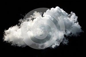 Single cloud in air isolated on black background