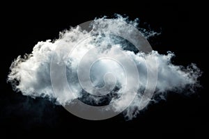 Single cloud in air isolated on black background