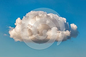 Single cloud isolated over blue sky background