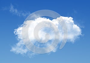 Single cloud isolated over blue sky background