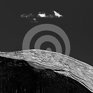 Single Cloud Over Half Dome Black And White