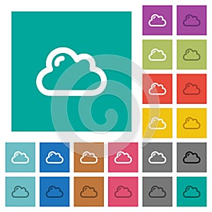 Single cloud square flat multi colored icons