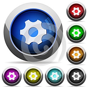 Single cogwheel round glossy buttons