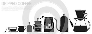 Single color icon of dripped coffee equipment