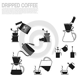 Single color icon of Dripped coffee making process photo