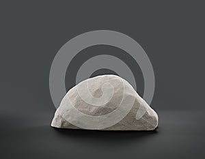 Single color white rocks in a flat grey color background for product displays with copy space, 3d Rendering