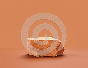 Single color yellow rocks in a flat yellow color background for product displays with copy space, 3d Rendering