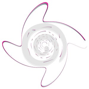 Single-colored,monochrome twirl, swirl. Shape with rotation, spin, spiral distortion. Helix, volute and twine design element