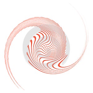 Single-colored,monochrome twirl, swirl. Shape with rotation, spin, spiral distortion. Helix, volute and twine design element