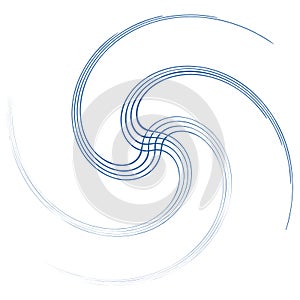 Single-colored,monochrome twirl, swirl. Shape with rotation, spin, spiral distortion. Helix, volute and twine design element