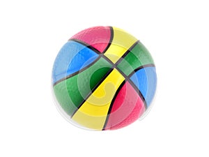 Single colorful foam stress ball basketball shape isolated on white background