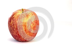 Single colorful juicy and healthy apple on white background