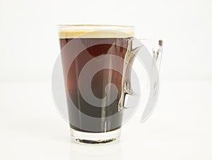 Single Columbian Black Coffee inside a glass cup.