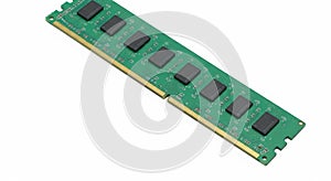 Single computer ram module on a white background