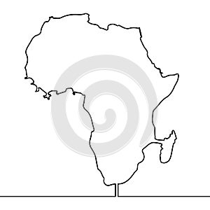 Single continuous line art map of Africa vector