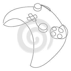 Single continuous line drawing of game controller. Gamepad one line art vector illustration.