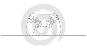 Single continuous line drawing of game controller. Gamepad one line art vector illustration.