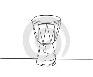 Single continuous line drawing of traditional African ethnic drum, djembe. Modern percussion music instruments concept one line