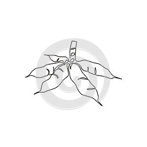 Single continuous line drawing of whole healthy organic cassava for plantation logo identity. Fresh Edible starchy tuberous root photo
