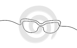 Single continuous one line art sunglasses. Sea voyage holiday tropical journey concept. Design sketch outline drawing