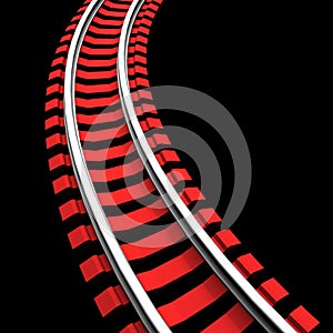 Single curved railroad track