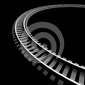 Single curved railroad track isolated