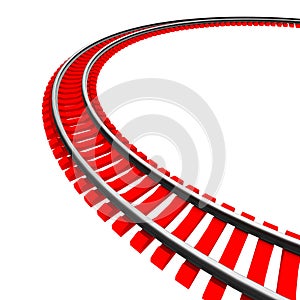 Single curved railroad track isolated