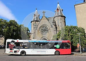 Single deck National Express coach in Dundee