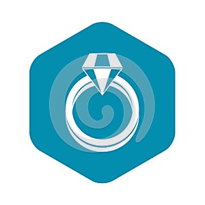 Single diamond ring icon, simple style