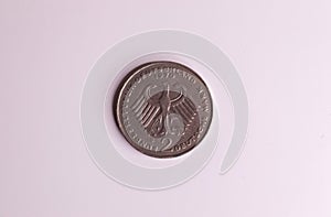 Single 2 DMark coin of the no longer current currency Deutsche Mark from Germany