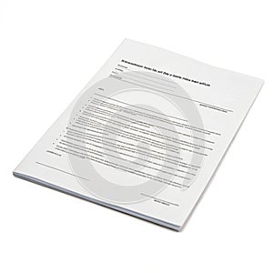 Document isolated on white background