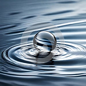 Single drop of water on water - ai generated image