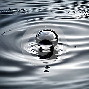 Single drop of water on water - ai generated image