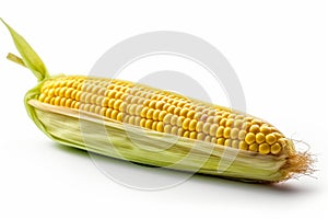 Single ear of corn isolated on white background