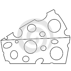 Single element piece of Cheese. Draw illustration black and white