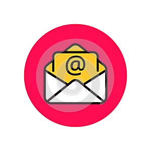 Single email icon in red circle shape