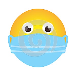 Single emoji face icon medical mask covid vector