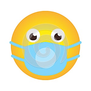 Single emoji face icon medical mask covid vector