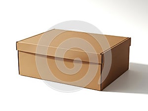 A single, empty, rectangular cardboard box with a lid, placed on a plain white background