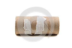 Single empty toilet paper roll